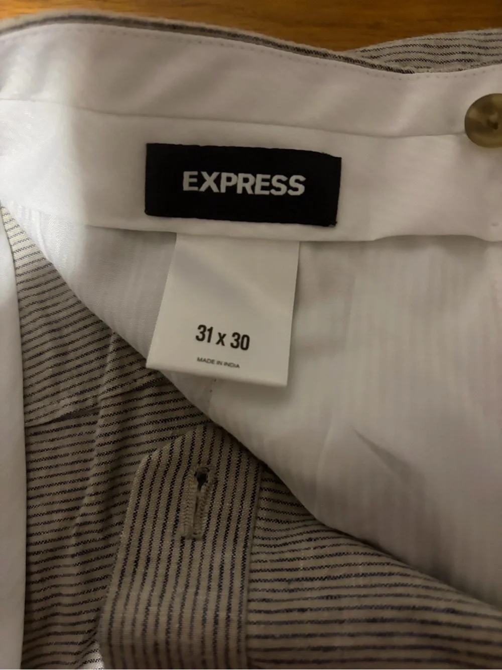 Express Men's Gray Pinstripe Dress Pants - Light Gray